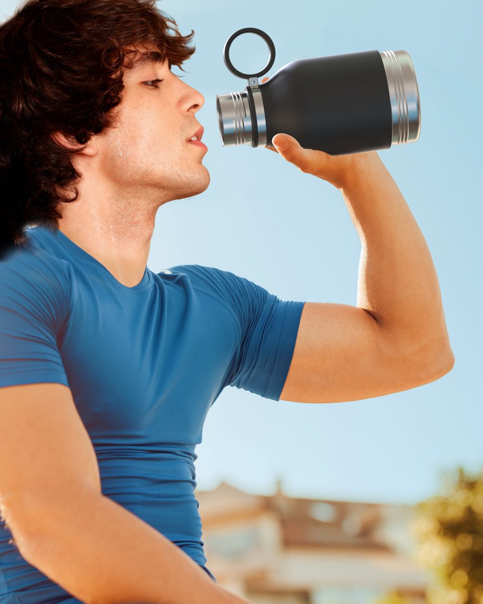 Asobu Stainless Steel Dog Bowl Bottle 975ml - Smoke