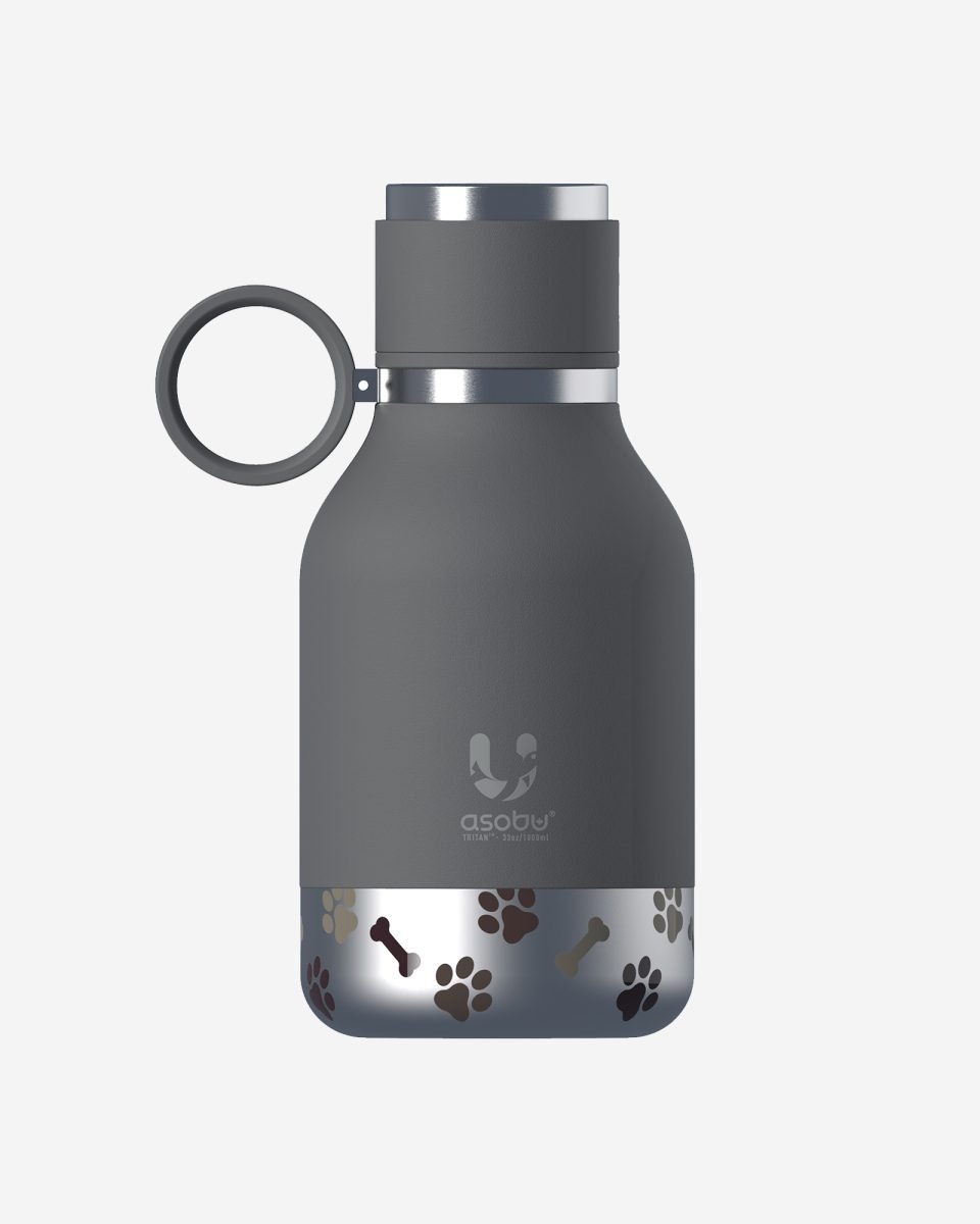 Asobu Stainless Steel Dog Bowl Bottle 975ml - Smoke