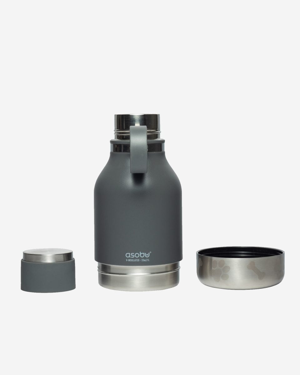 Asobu Stainless Steel Dog Bowl Bottle 975ml - Smoke