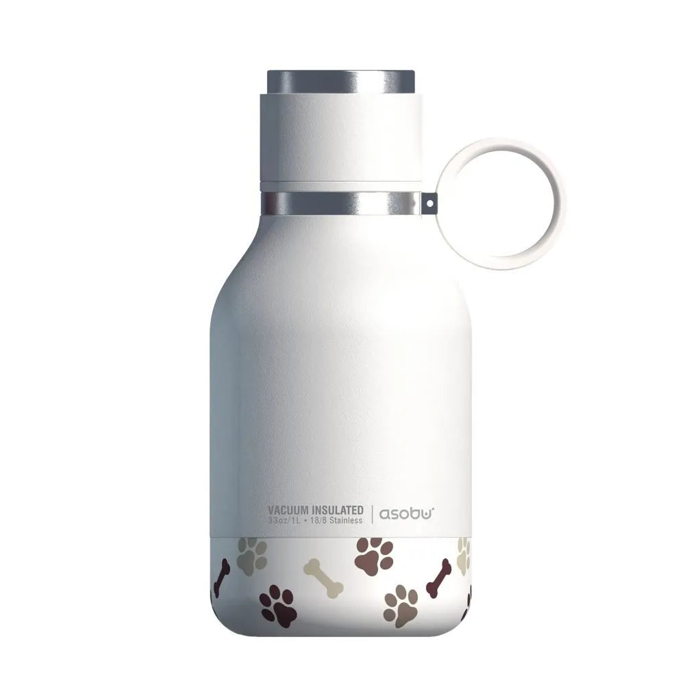 Asobu Stainless Steel Dog Bowl Bottle 975ml - White