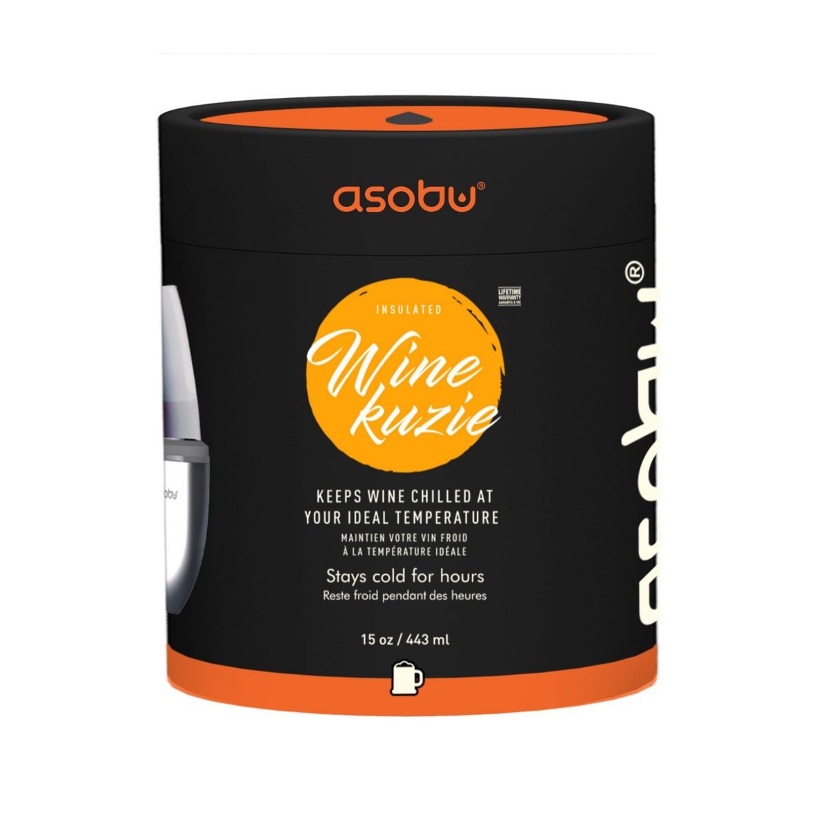 Asobu Insulated Wine Kuzie 443ml - Silver