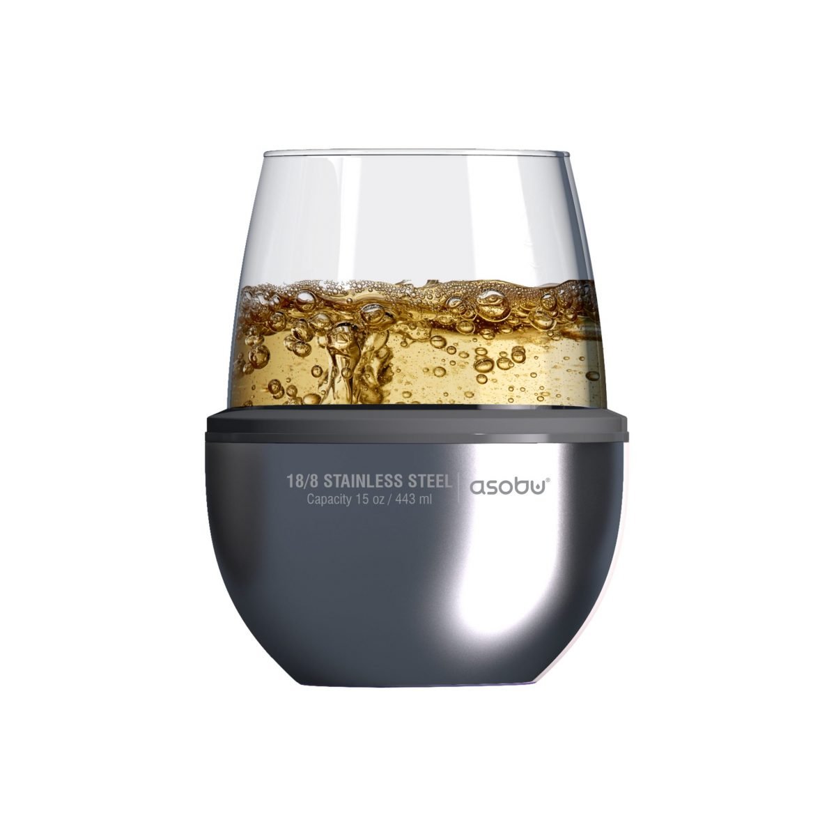 Asobu Insulated Wine Kuzie 443ml - Silver