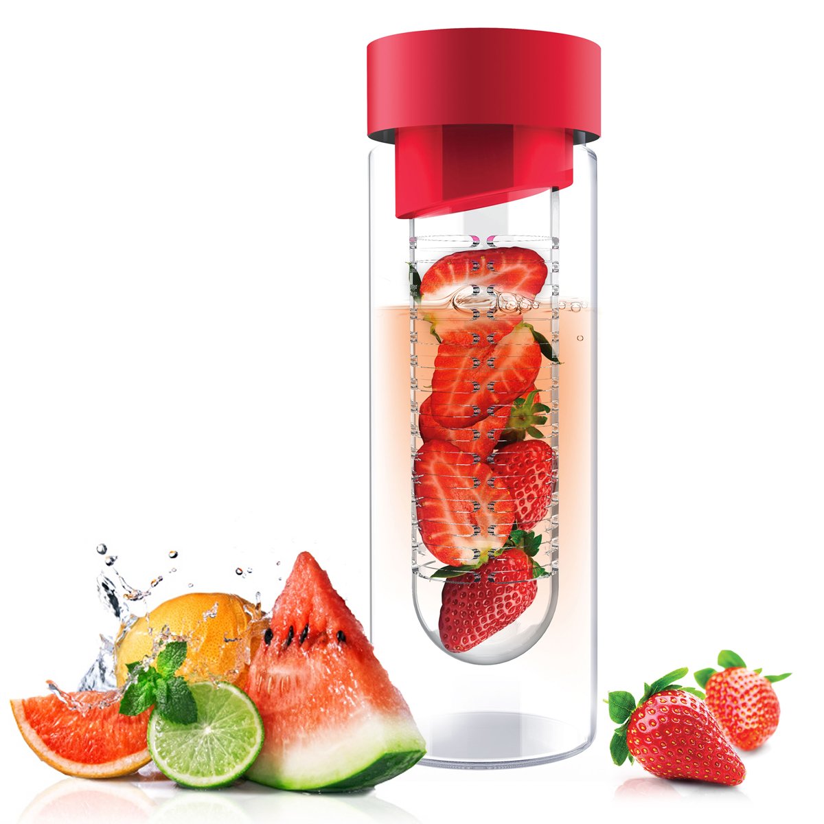 Asobu Flavour It Glass Infuser Bottle 480ml - Red