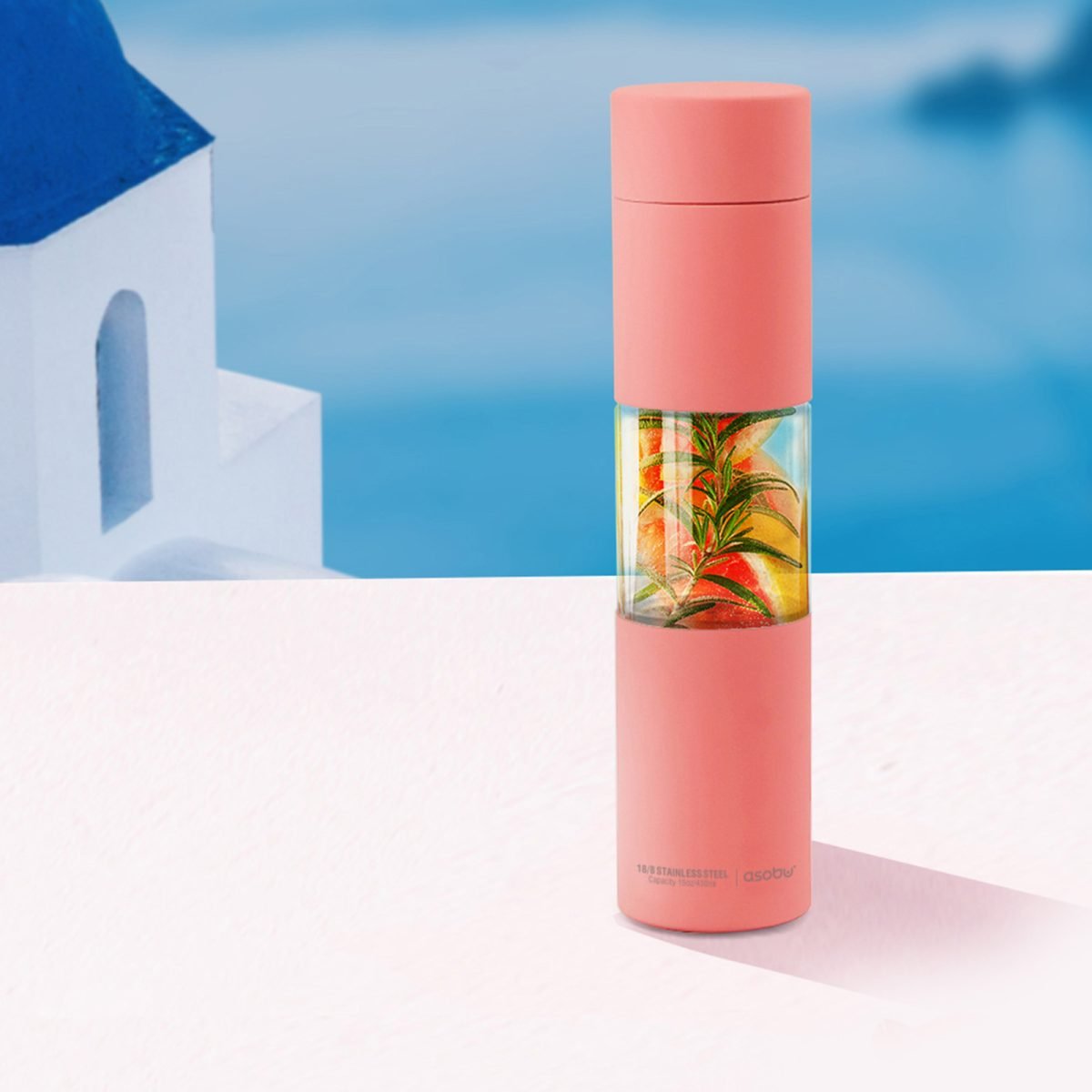 Asobu Flavour U See Infuser Bottle 460ml - Peach