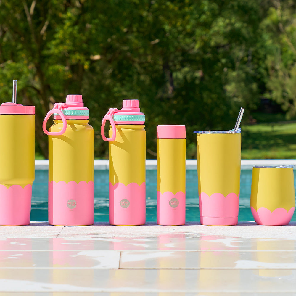 Annabel Trends Stainless Steel Mini Bottle Wave Orange & Hot Pink