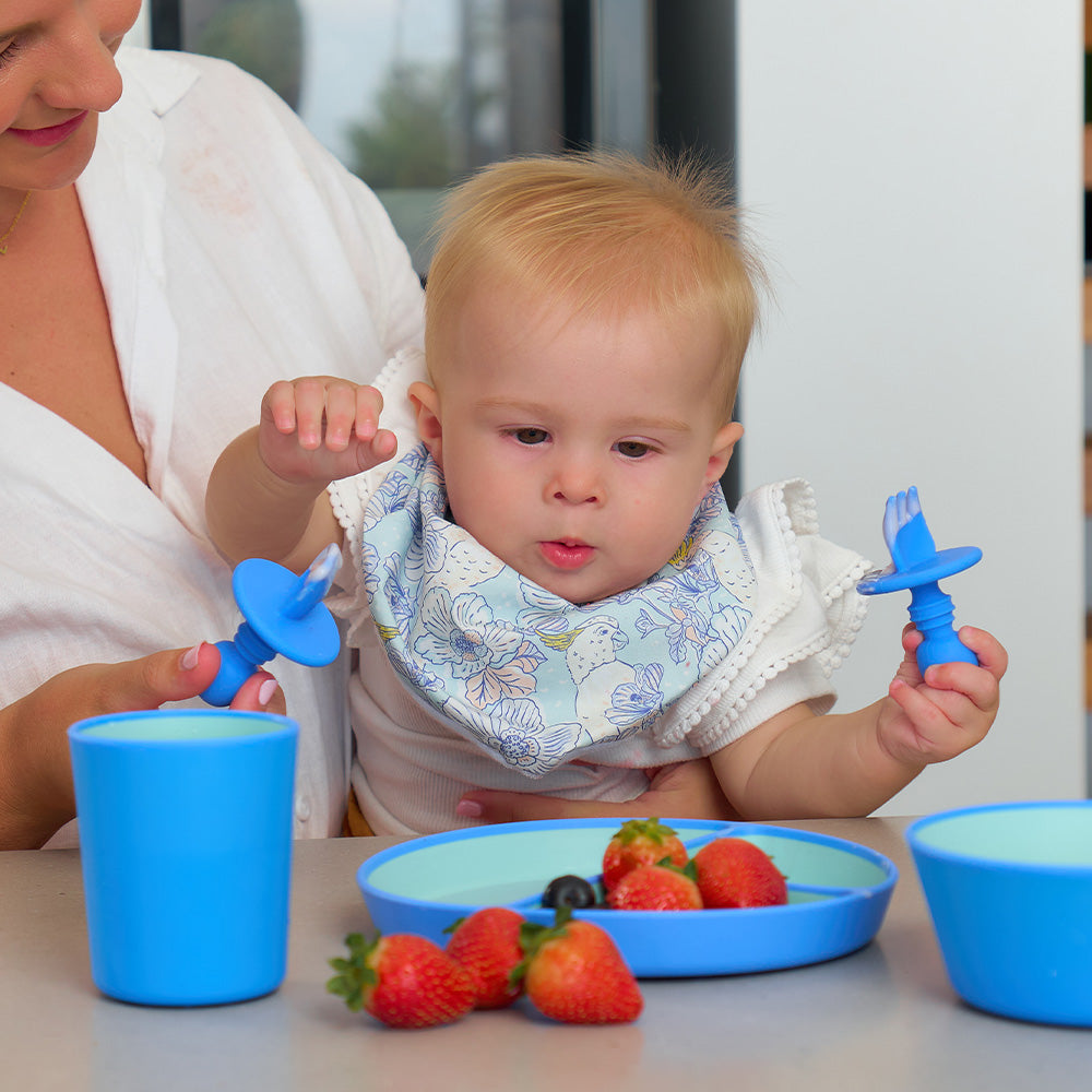 Annabel Trends Silicone Little Spoon & Fork Blue