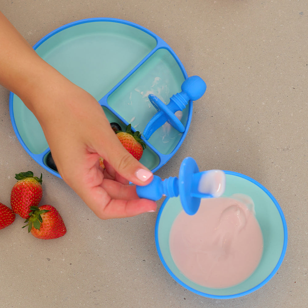 Annabel Trends Silicone Little Spoon & Fork Blue