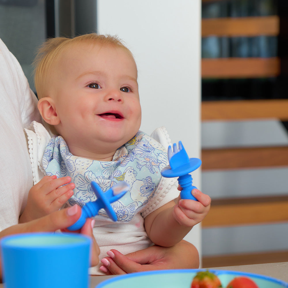 Annabel Trends Silicone Little Spoon & Fork Blue