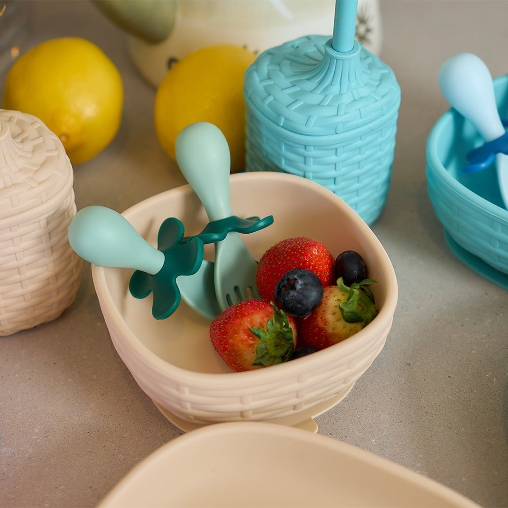 Annabel Trends Silicone Rattan Dinner Set Aqua