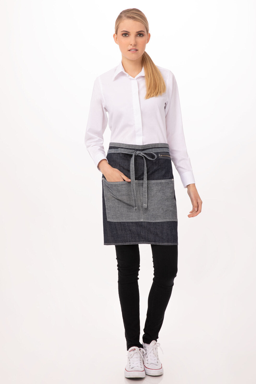 Chef Works Manhattan Half Bistro Apron - Indigo Blue