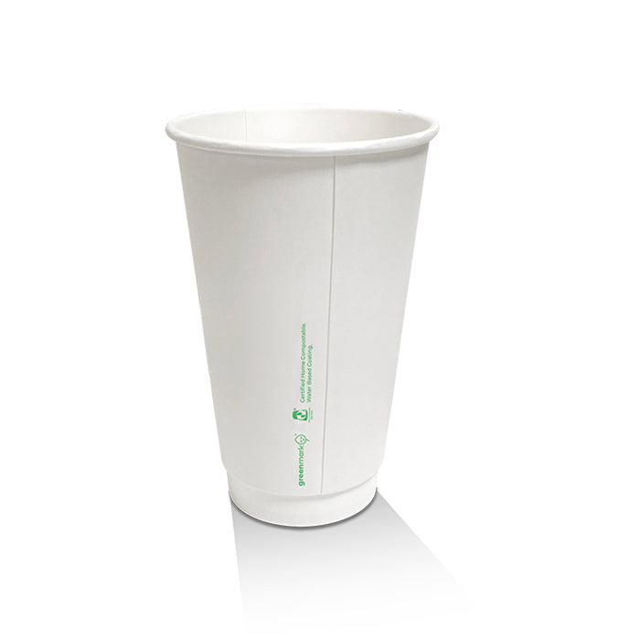 ecoware 16oz Aqueous Coated White Double Wall Hot Cup (Carton of 500)
