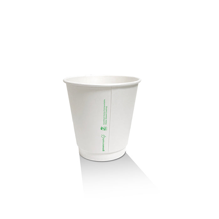 ecoware 8oz Aqueous Coated White Double Wall Hot Cup 90mm One Lid Fits All (Carton of 500)