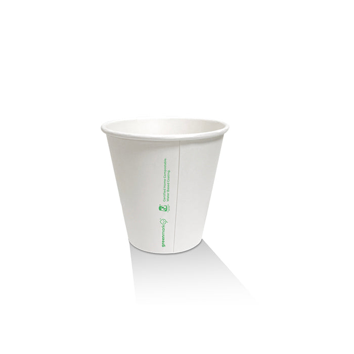 ecoware 8oz Aqueous Coated White Single Wall Hot Cup 90mm One Lid Fits All (Carton of 1000)