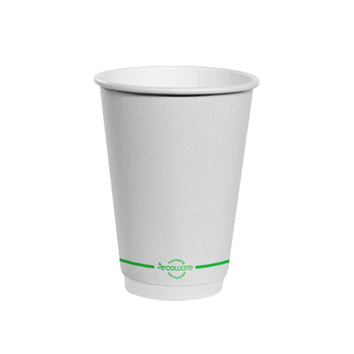 ecoware 12oz Aqueous Coated White Double Wall Hot Cup (Carton of 500)