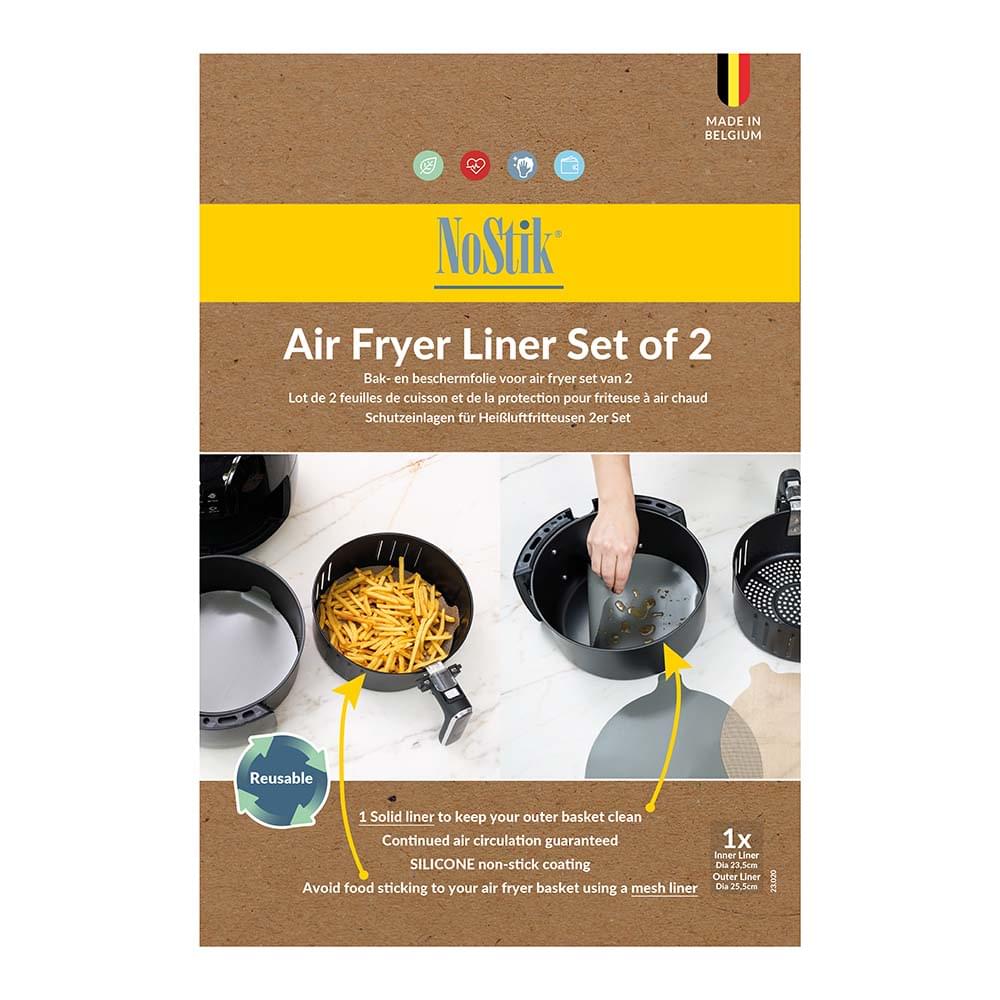 NoStik Silicone Fibreglass Air Fryer Liner Set of 2 Round
