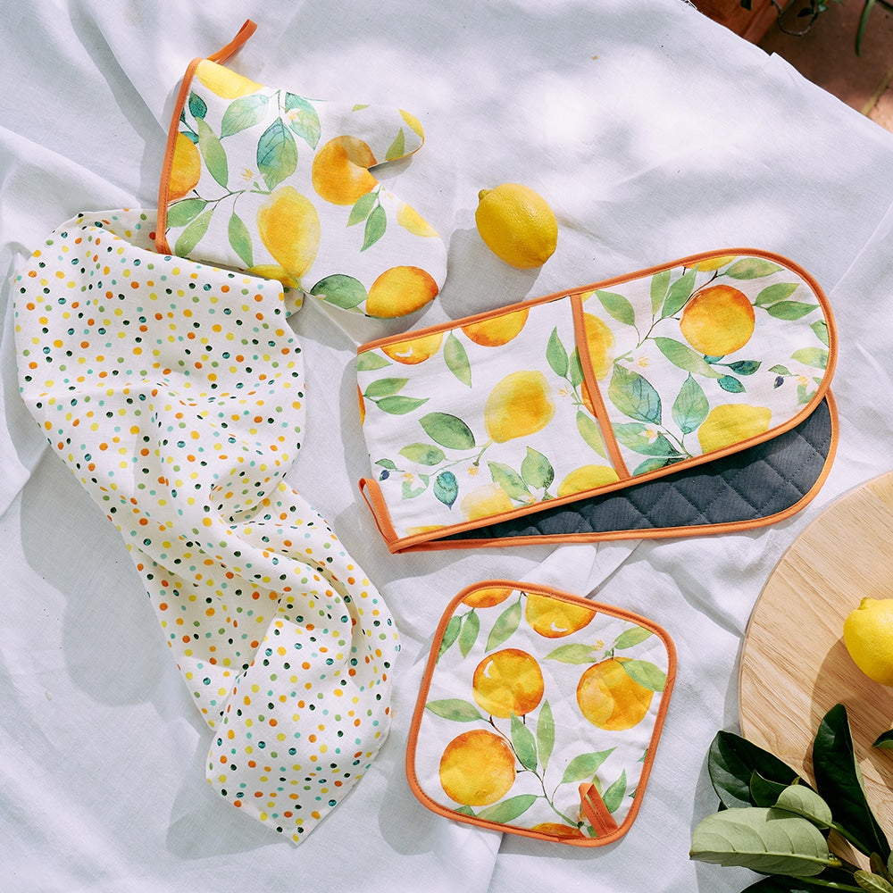 Annabel Trends Linen Double Oven Mitt Amalfi Spot
