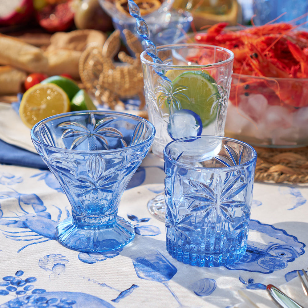 Annabel Trends Cocktail Glass Set Palm Tree Blue