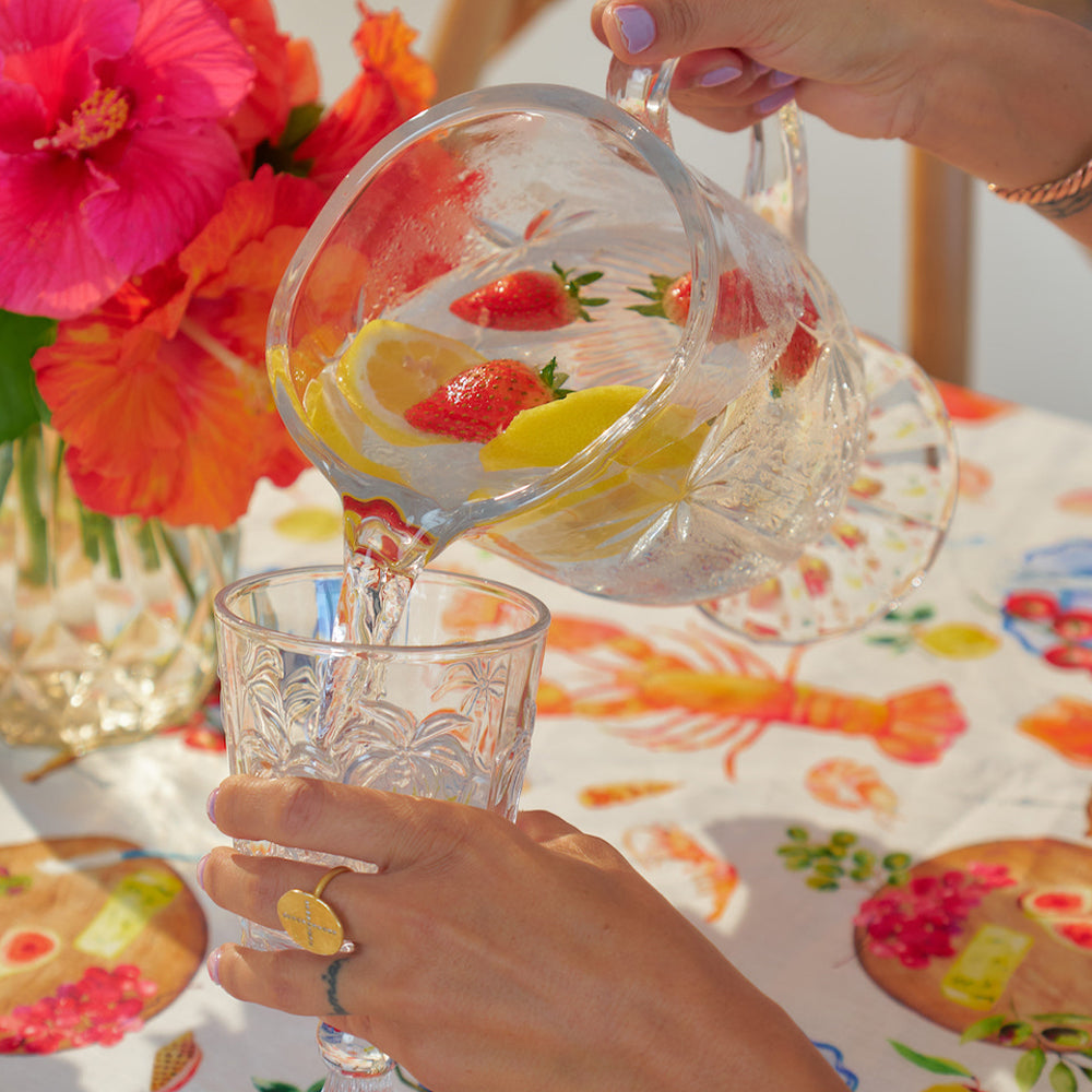 Annabel Trends Goblet Glass Set Palm Tree Amber