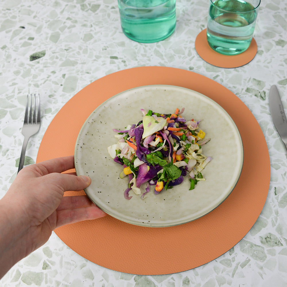 Annabel Trends Placemat Round Recycled Leather Tan