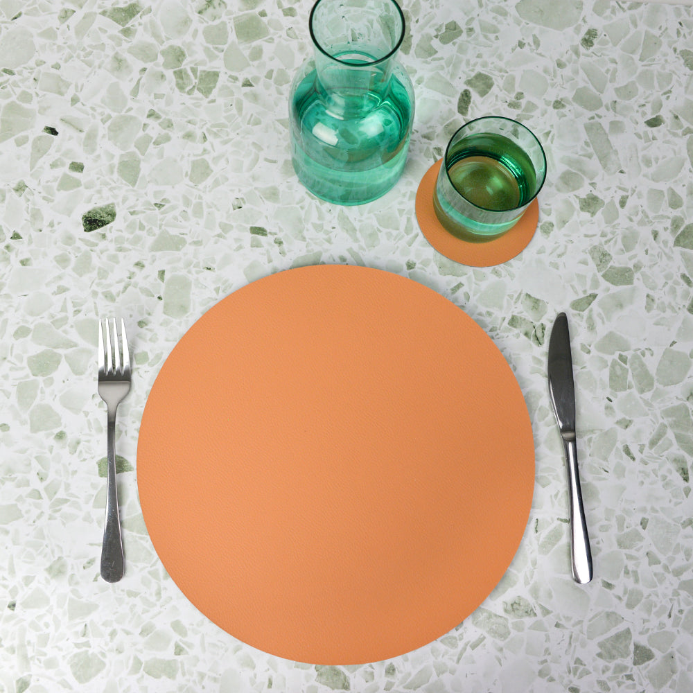 Annabel Trends Placemat Round Recycled Leather Tan