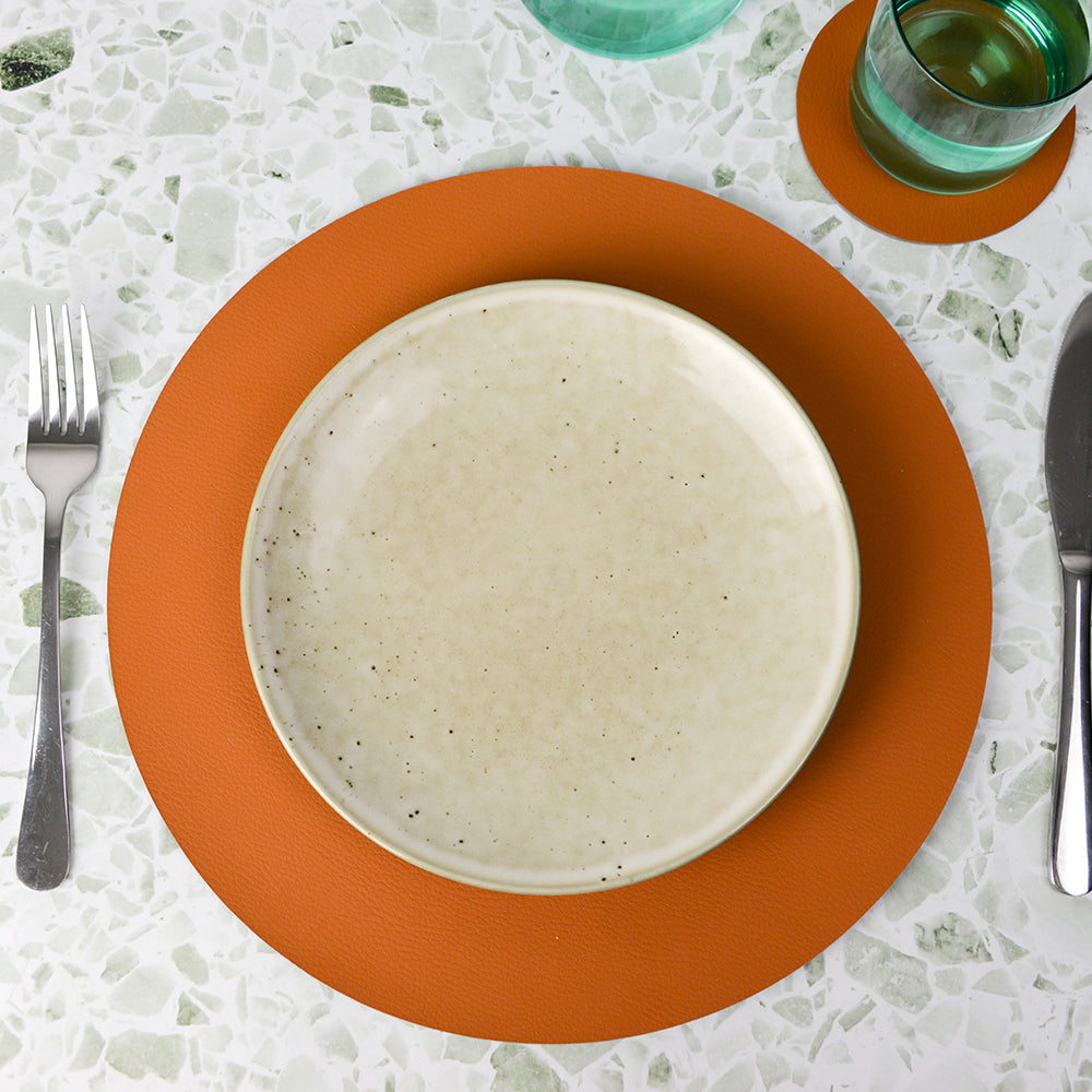 Annabel Trends Placemat Round Recycled Leather Tan