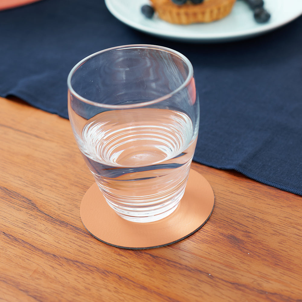 Annabel Trends Coaster Set Round Recycled Leather Terracotta