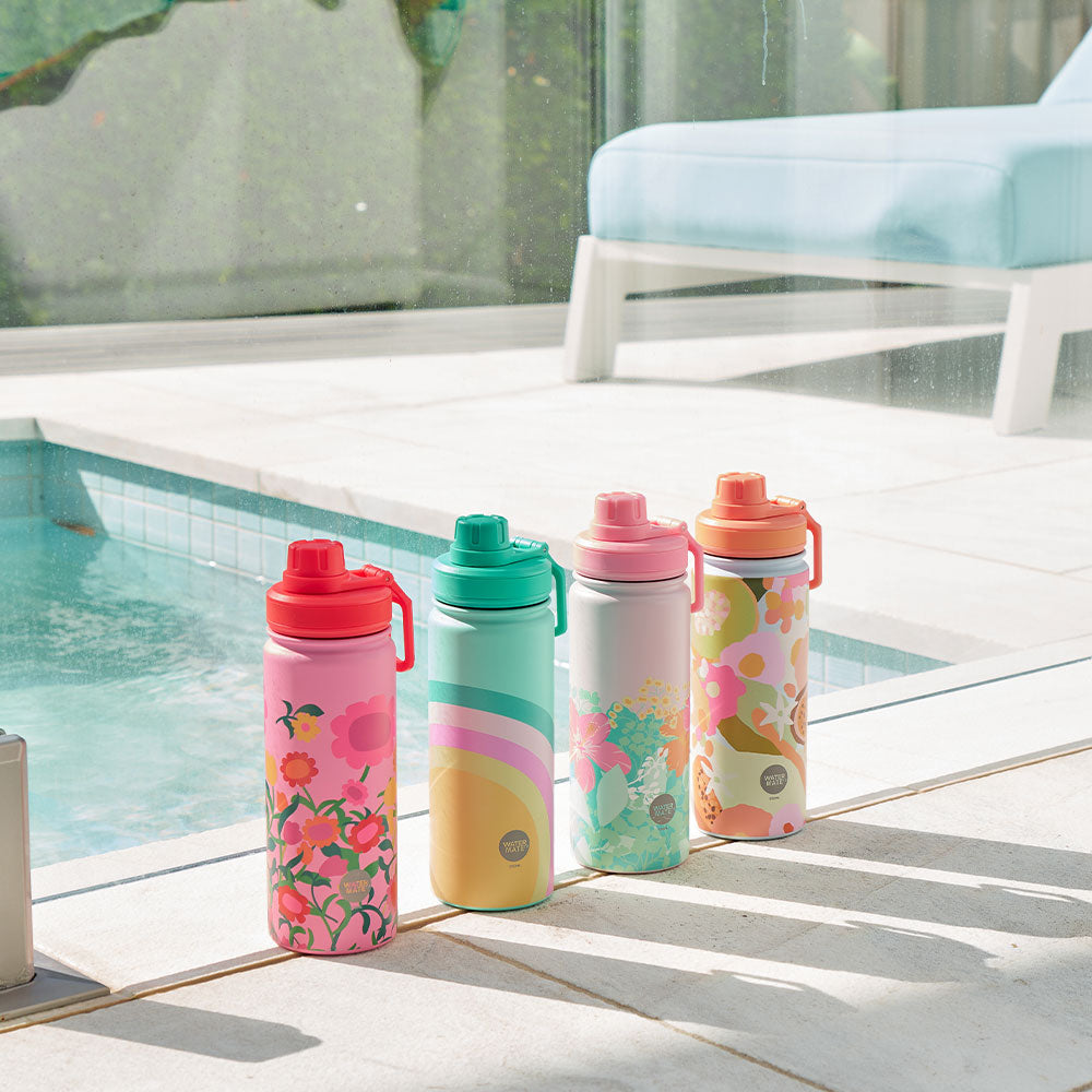 Annabel Trends Stainless Steel Watermate Drink Bottle 550ml Hibiscus