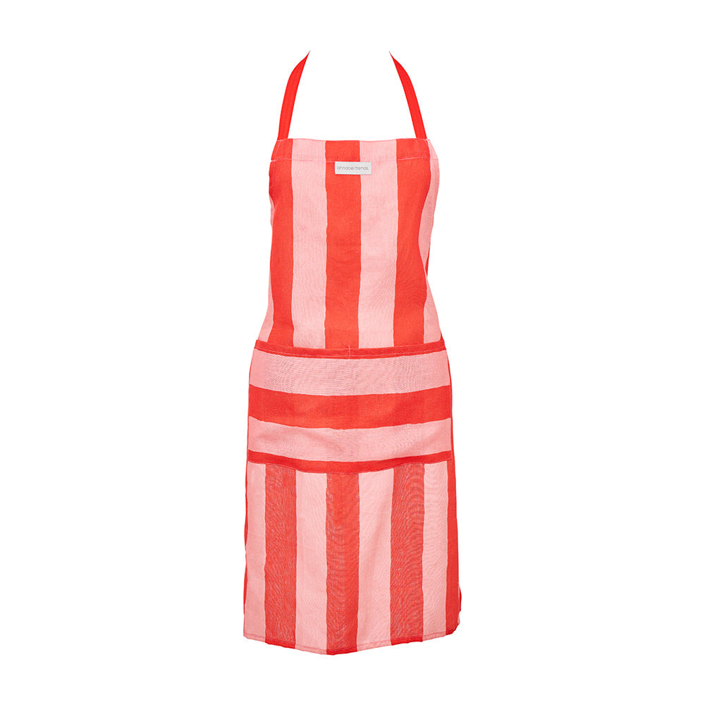 Annabel Trends Linen Apron Red Stripe