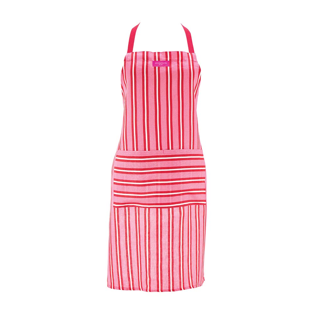 Annabel Trends Cotton Apron Red & Pink Stripe