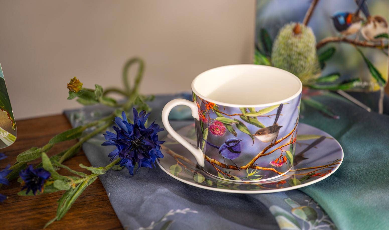 Ashdene Australian Wren Coral Gum Attraction Cup & Saucer