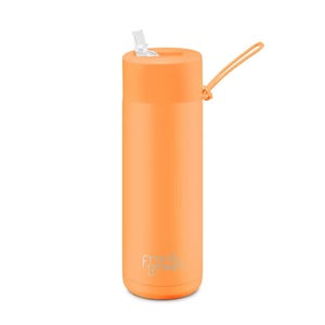 Frank Green 20oz Reusable Bottle (straw) - Neon Orange