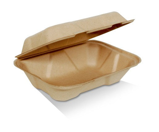 ecoware Unbleached Sugarcane Clamshell 9 X 6 X 3 inch (Carton of 200)