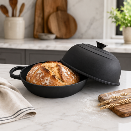 Brunswick Bakers Pre-Seasoned Cast Iron Bread Pan with Dome Lid 26cm