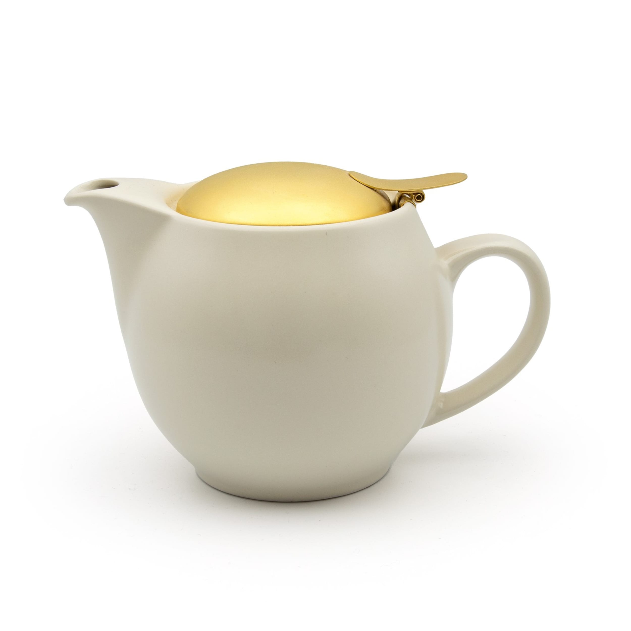 Zero Japan Silky Ivory Universal Teapot 450ml with Gold Lid