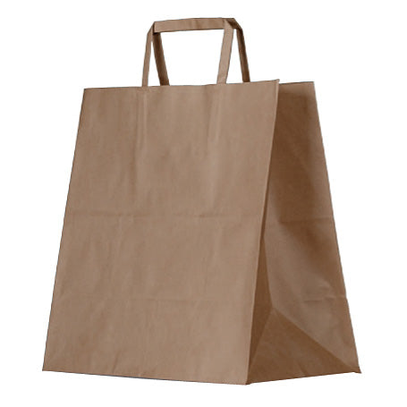 ecoware Brown Kraft Bag Flat Paper Handle Takeaway (Carton of 250)