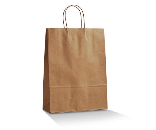 ecoware Brown Kraft Bag Twisted Paper Handle Medium (Carton of 250)