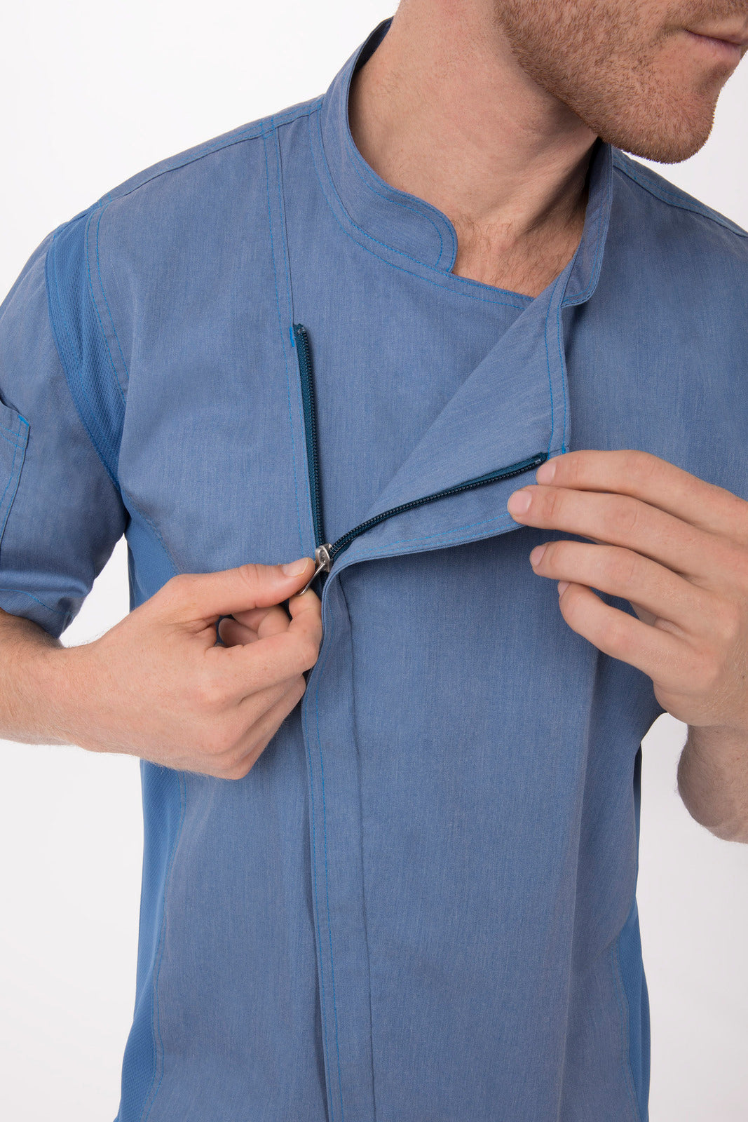 Chef Works Springfield Men's Chef Jacket - Sky Blue