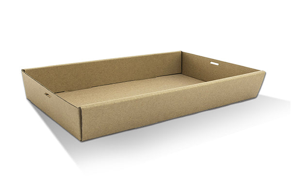 ecoware Brown Catering Tray Large 50mm High Sides (Carton of 100)