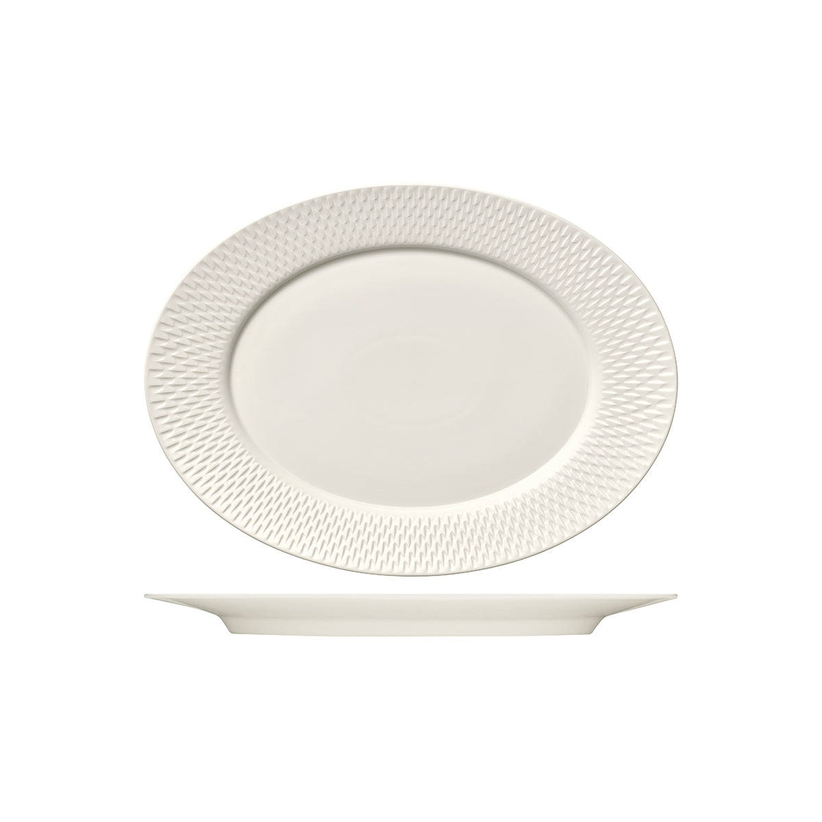 Bauscher Purity Oval Platter with Rim Relief 330x244mm