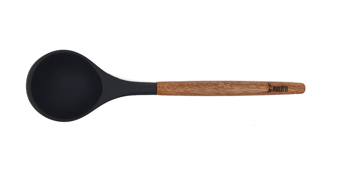 Bialetti St. Clare Black Silicone Ladle With Acacia Handle