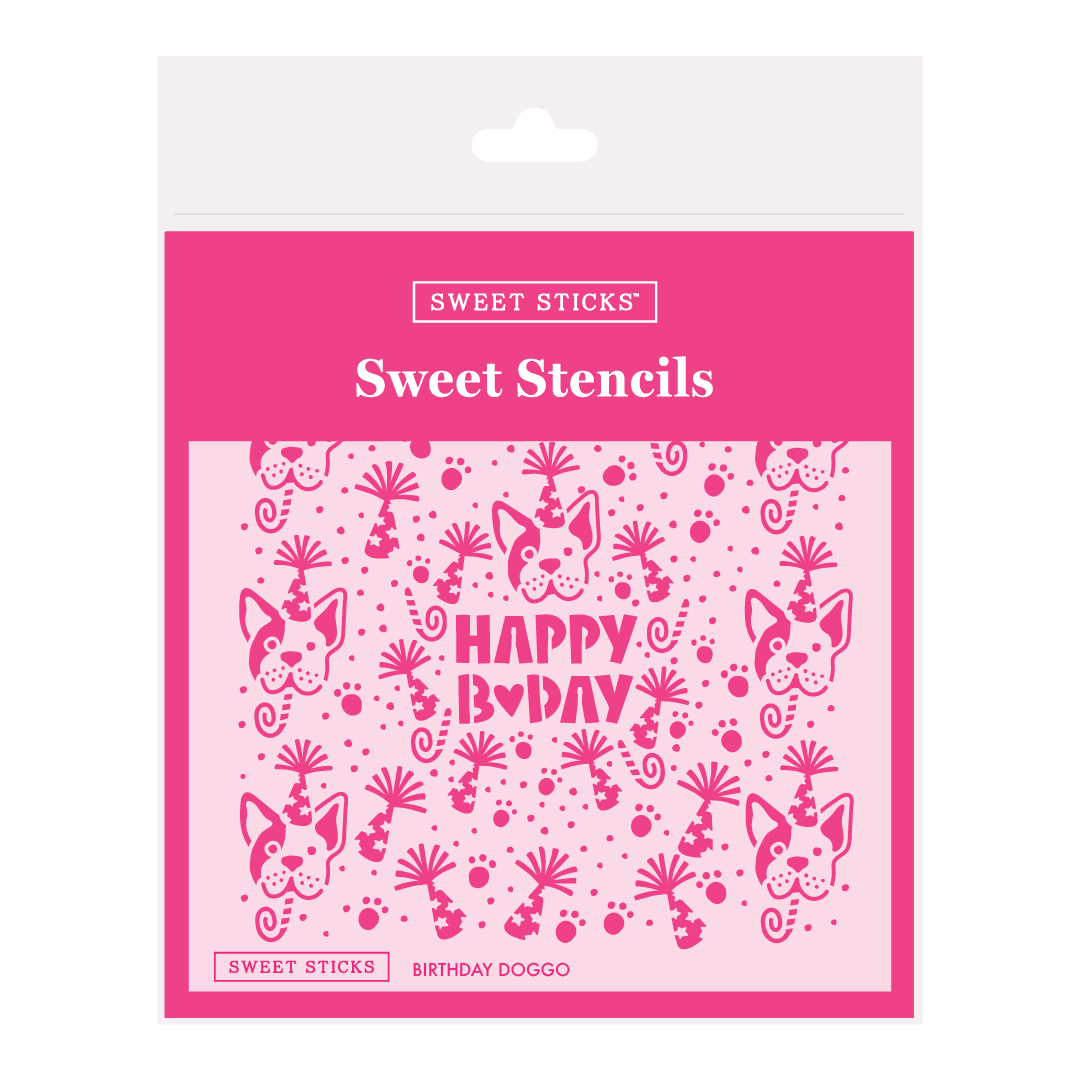 SWEET STICKS Sweet Stencils Birthday Range - Birthday Doggo