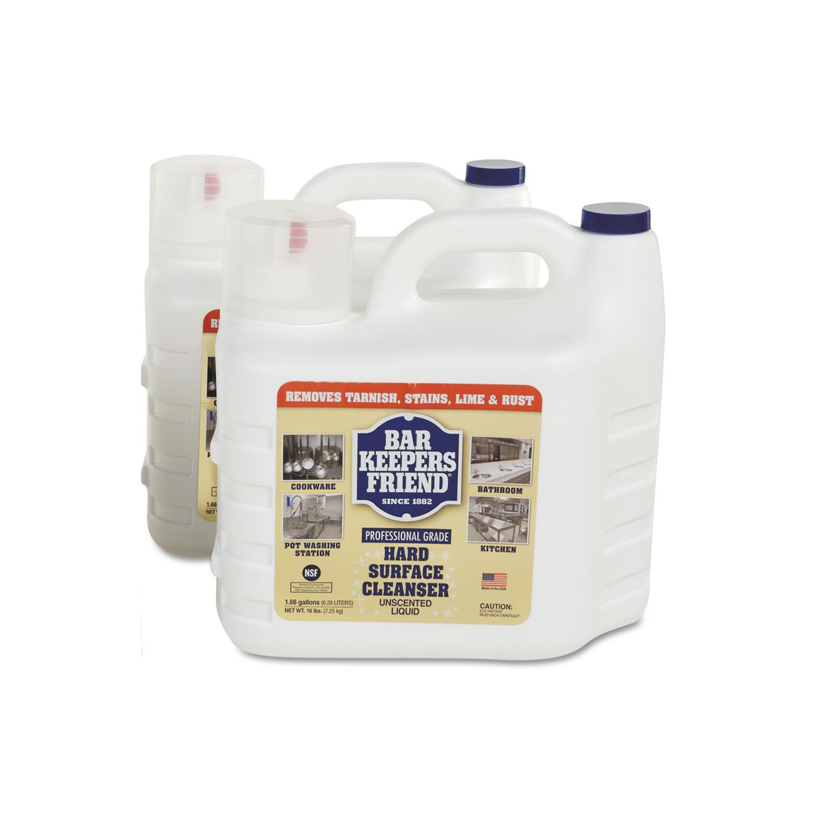 Bar Keepers Friend Hard Surface Cleanser – Unscented Liquid, 2 × 6.28L