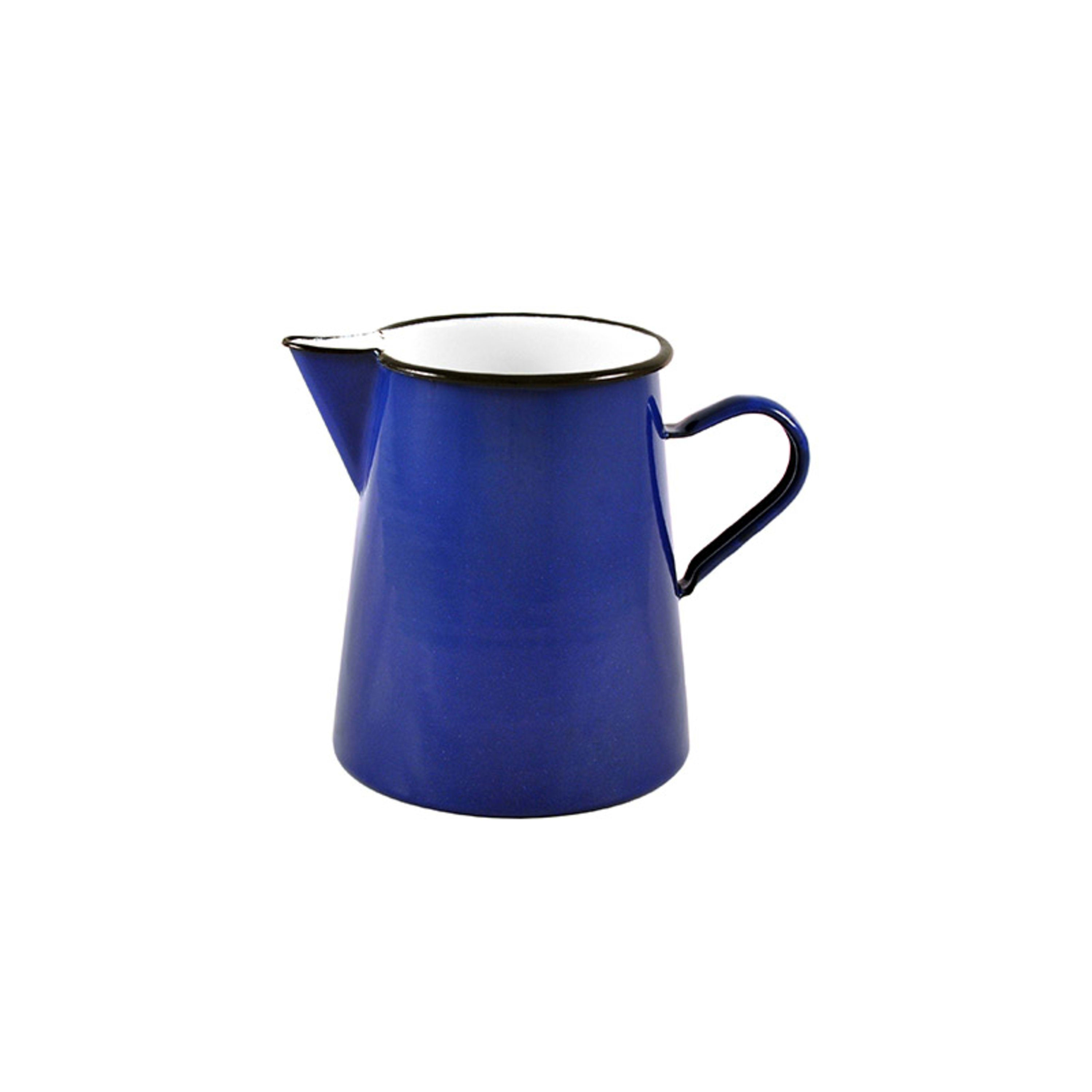 Urban Style Enamelware Premium Pitcher Seamless Base 1L - Blue with Black Rim