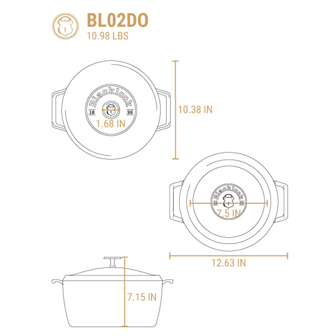 Blacklock Triple Seasoned Cast Iron 5.5 Quart Dutch Oven