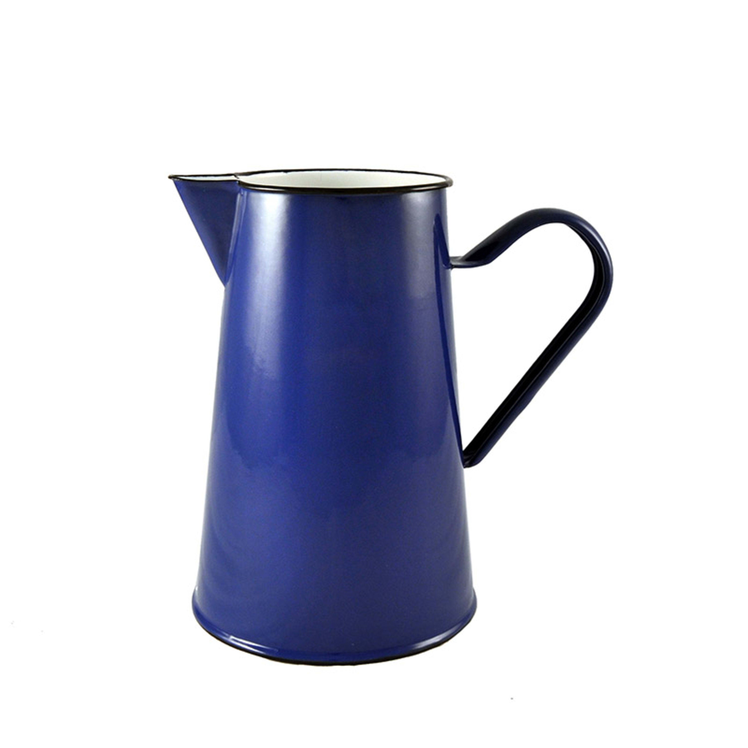 Urban Style Enamelware Pitcher 2L - Blue with Black Rim
