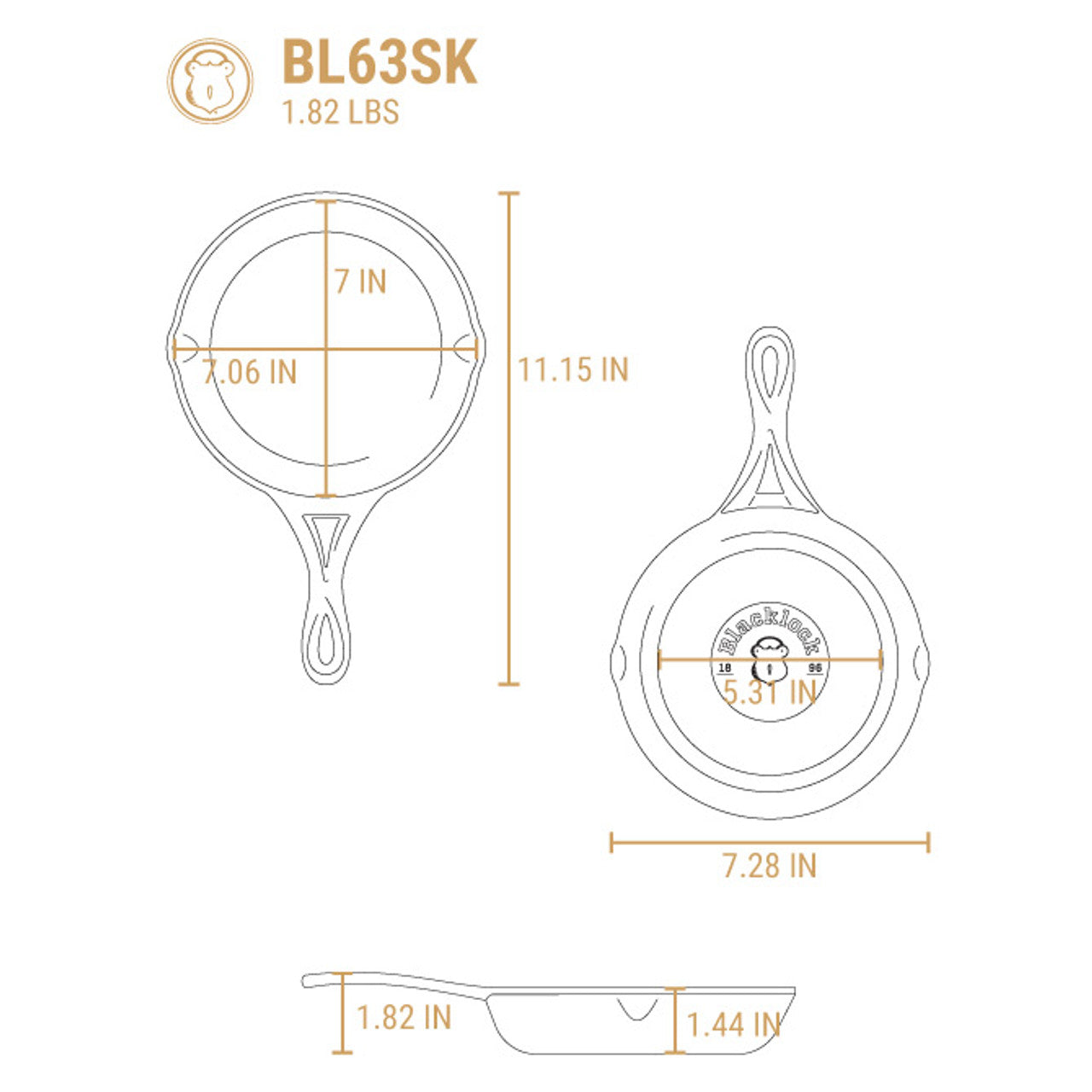 Blacklock Triple Seasoned Cast Iron 7 Inch Skillet