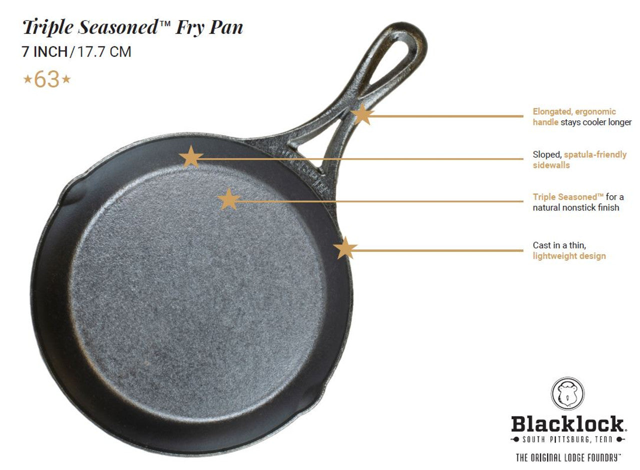 Blacklock Triple Seasoned Cast Iron 7 Inch Skillet