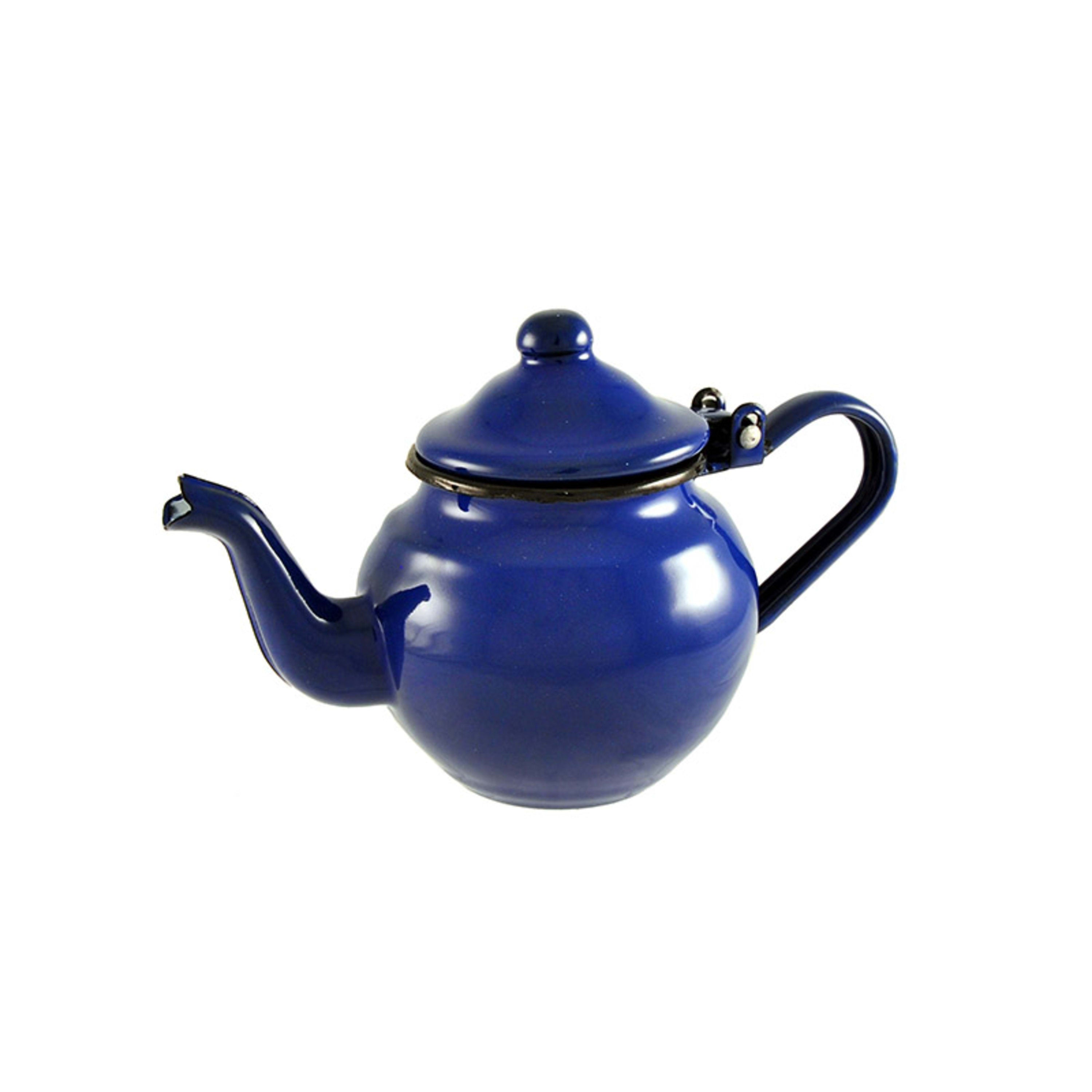 Urban Style Enamelware Teapot 425ml - Blue with Black Rim