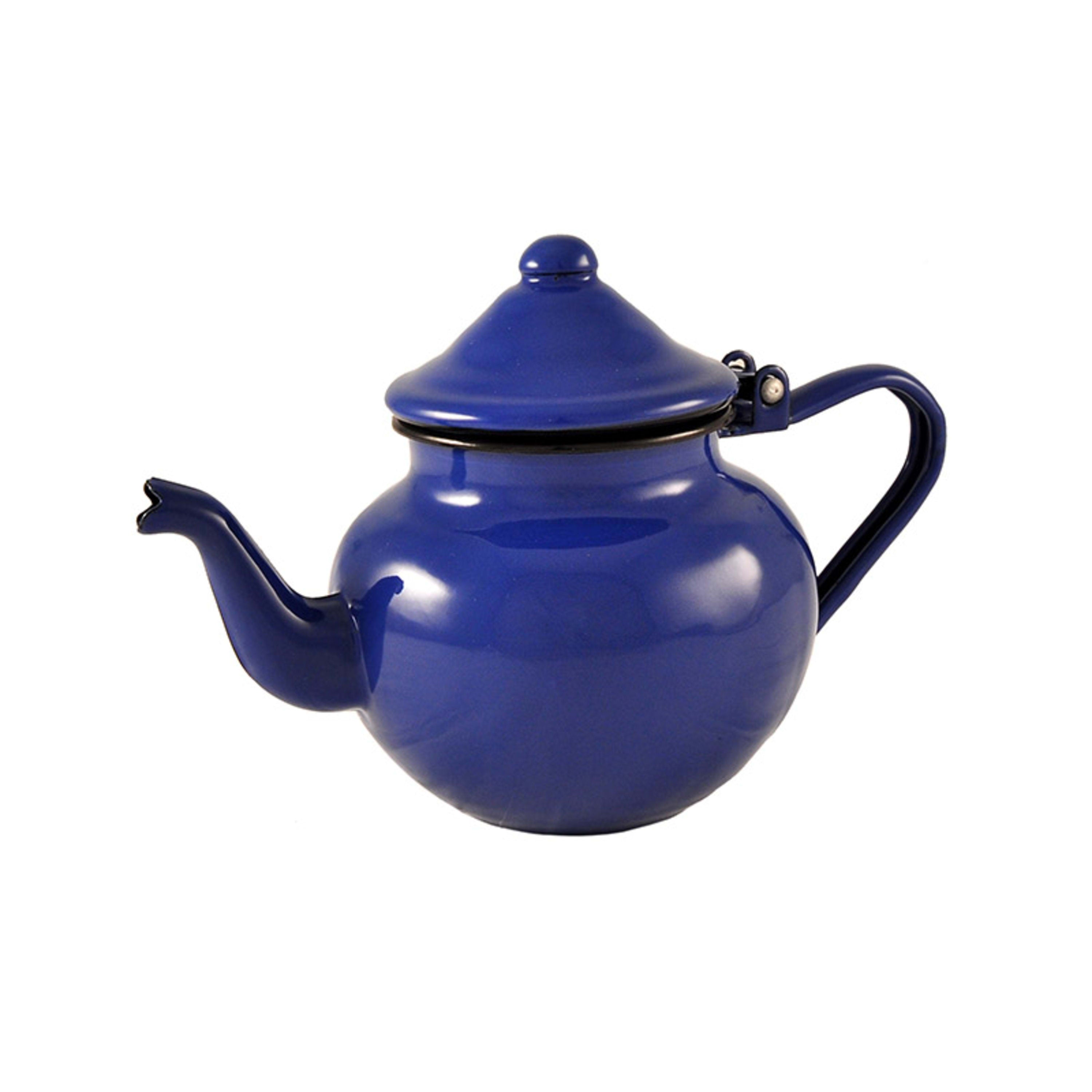 Urban Style Enamelware Teapot 700ml - Blue with Black Rim