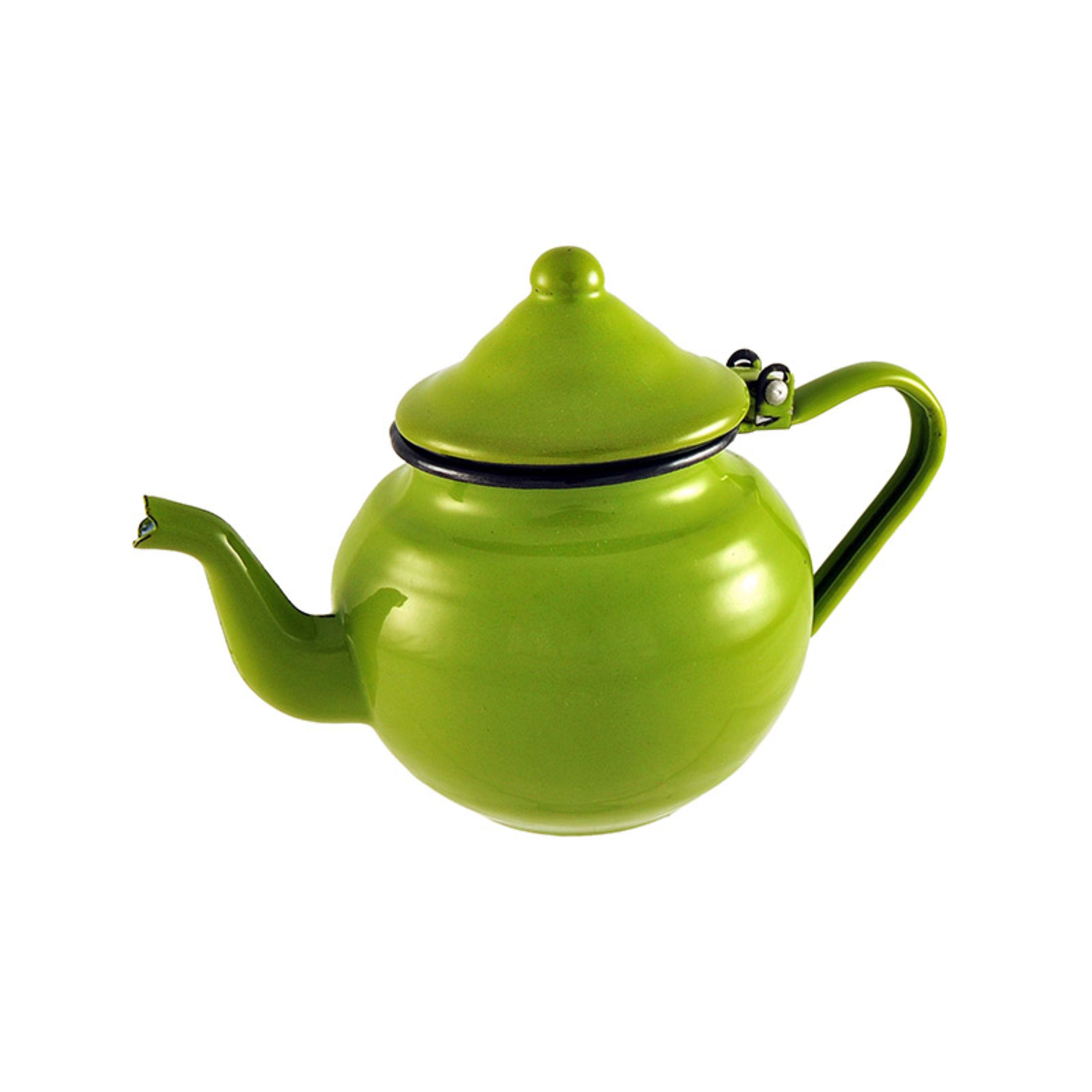 Urban Style Enamelware Teapot 700ml - Green with Black Rim